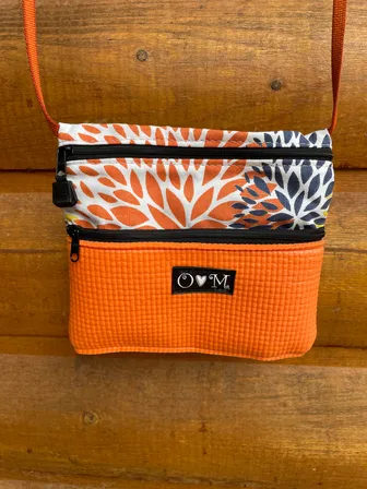 Product image of 3 Zip Bag Orange- Floral Print Fabric Bloom