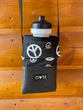 Product image of Ajax Black Water Bottle Holder Purse-Peace print Fabric