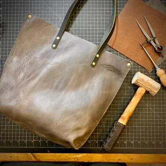 Product image of Grey Bison leather tote