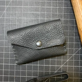 Product image of All Black Bison leather snap wallet