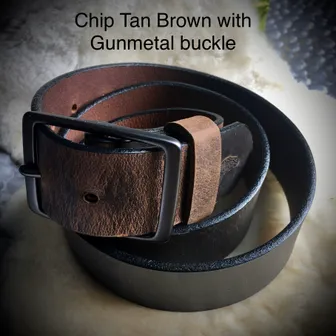 Product image of CUSTOM Bison/Buffalo Leather Belt with Buckle choice. *refer to picture for correct sizing