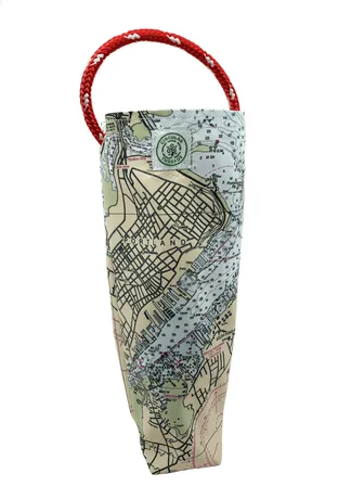 Product image of Recycled Sail Wine Tote - Custom nautical chart