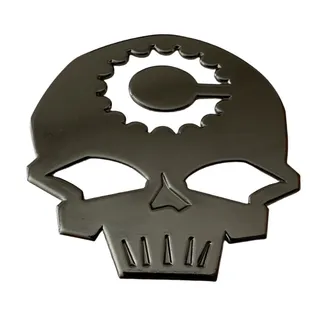 Product image of Canfield Bikes Authentic Skully Head Tube Badge - Black Chrome