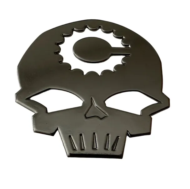Product image of Canfield Bikes Authentic Skully Head Tube Badge - Black Chrome