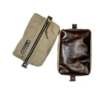 Product image of CATELLIERmade dopp bag with leather bottom — CATELLIERmade