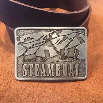 Product image of Steamboat Springs Skiing Brass/pewter belt buckle 3x2