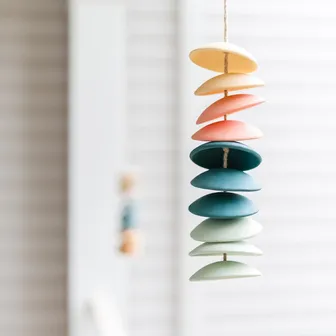 Product image of Ceramic chimes in light yellow, coral, teal, seafoam