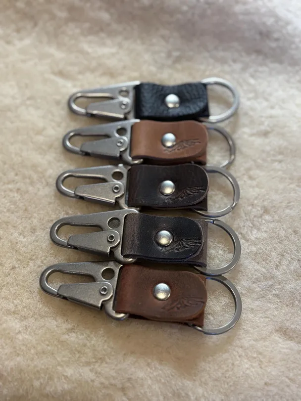 Product image of Gunmetal Grey and Bison leather sling Keychain