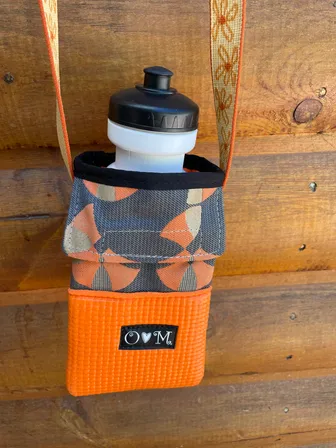 Product image of Ajax Orange Water Bottle Holder Purse- Home decor Fabric