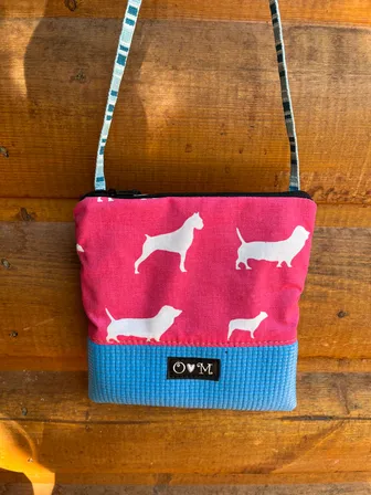 Product image of Stella Pink Cross Body Bag-Pink Dog with Teal Bottom