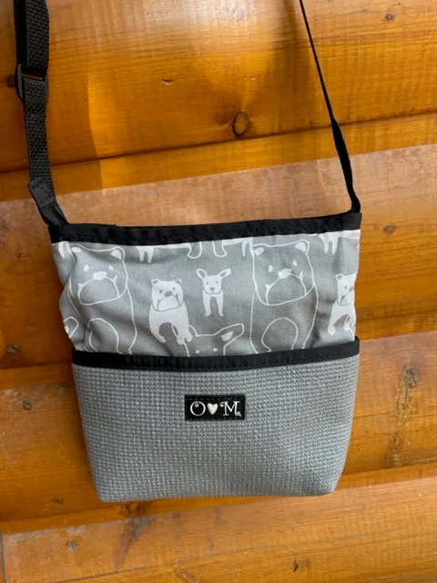 Product image of Bernie Gray Dog Print Crossbody Bag